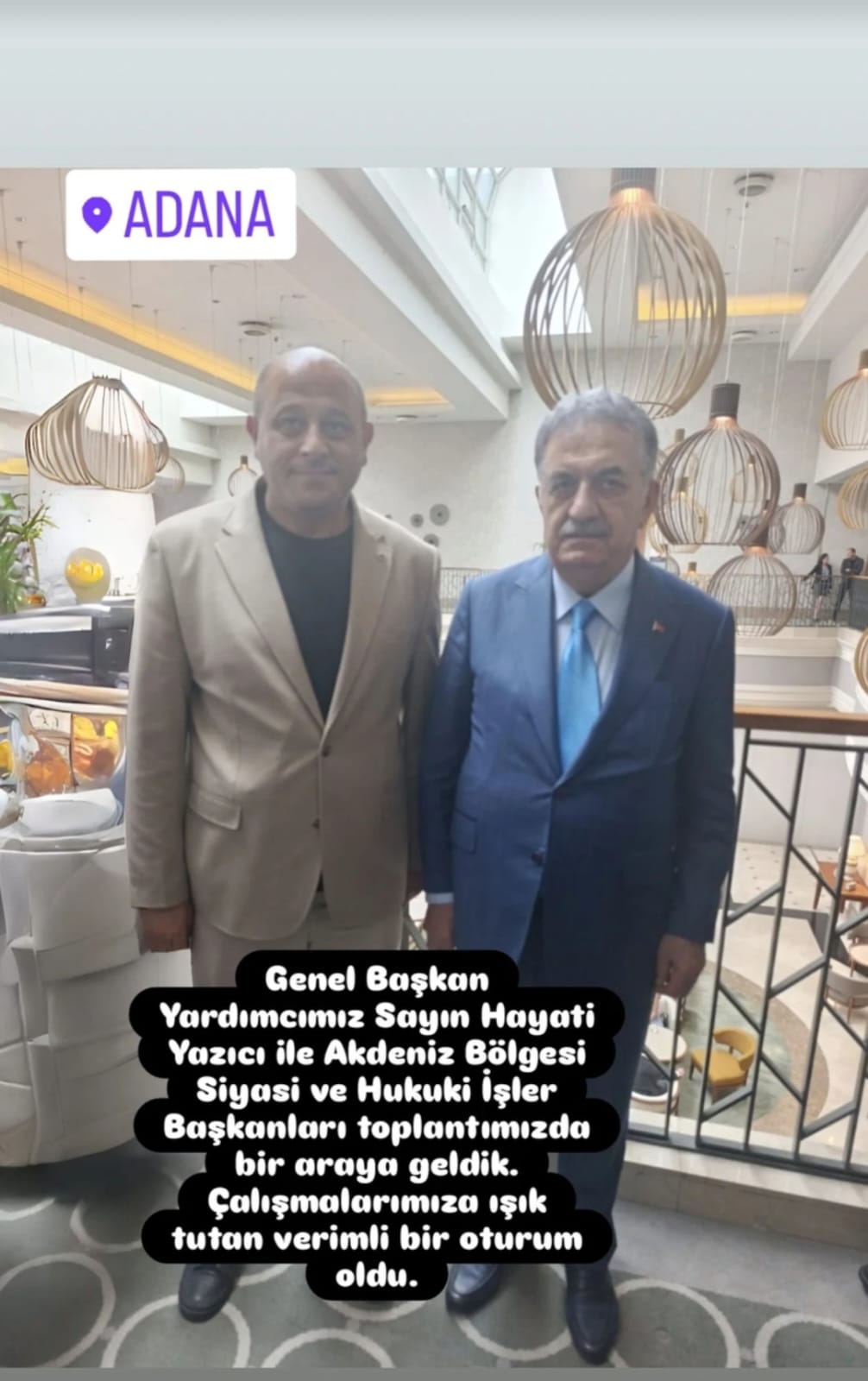 Kahramanmaraş Andırın İlçe Başkanımız ve Derneğimiz temsilcisi Mustafa Çoşkun, Adana il Temsilcimiz Süleyman Arslan Tarafından Adana AK Parti Akdeniz Bölge Toplantısı’nda Üniversiteli Kamu İşçilerinin Talepleri Hayati Yazıcı’ya Sunuldu